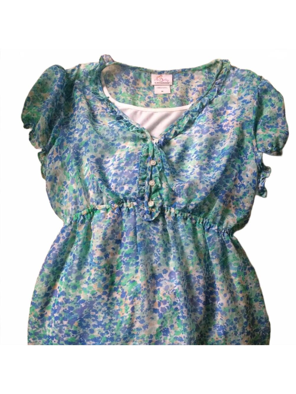 Oh Baby by Motherhood Maternity Floral Sheer Blouse Medium